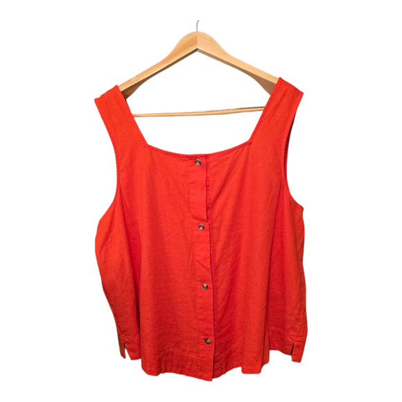 LC Lauren Conrad Tank Top Womens Size 3X Red Linen Blend Hi-Lo Hem Beach Summer - Picture 2 of 9